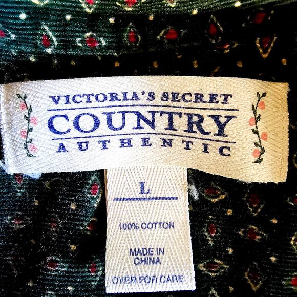 VTG Victoria’s Secret Country Green Floral Nightgown Sleep Shirt Dress L 3285 - Picture 4 of 9